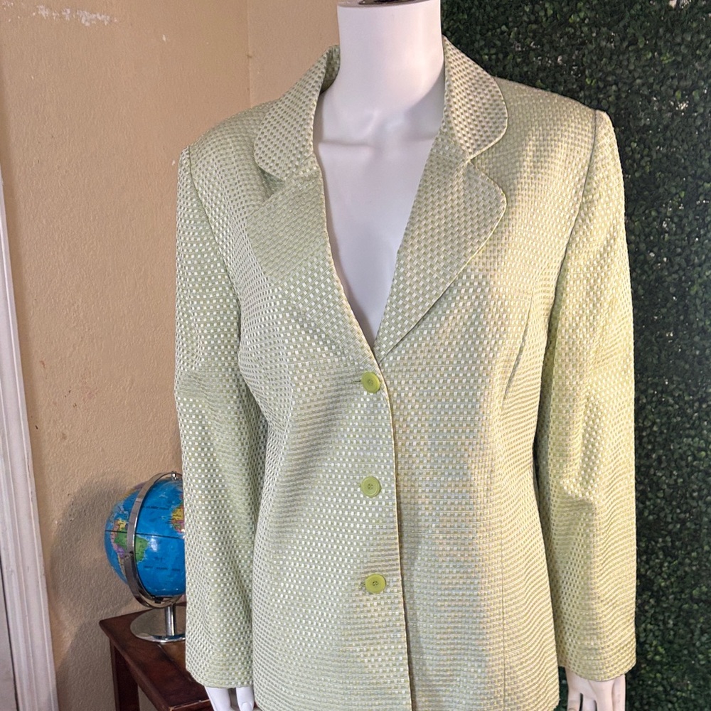Alfred Dunner Light Green Textured Women's Blazer